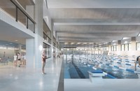 50m Schwimmhalle Innenansicht | von Armon Semadeni Architekten / Visualisierung: nightnurse images, Zürich