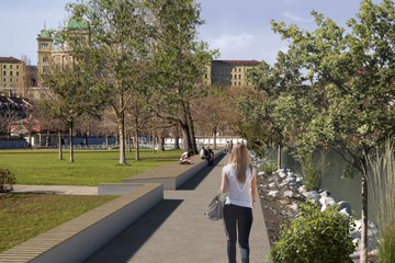 Visualisierung Hochwasserschutz Marzili ©Tiefbau Stadt Bern   Mathys Partner. Vergrösserte Ansicht
