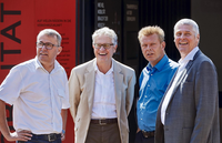 Ausstellungseröffnung mit Adrian Stiefel, Thomas Stocker, Reto Nause und Christian Leumann.