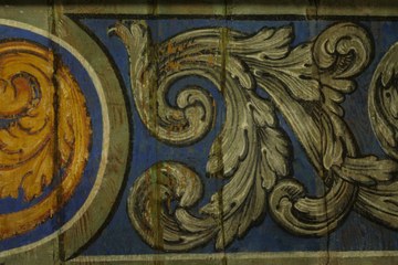 Detail der blauen Rautendecke ©Denkmalpflege Stadt Bern. Vergrösserte Ansicht