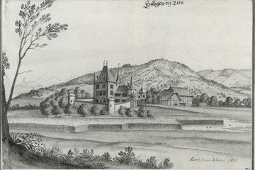 Aquarell von Albrecht Kauw 1669 Bild Denkmalpflege Stadt Bern. Vergrösserte Ansicht