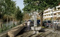 Altenberg Plätzli Hochwasserschutz. Visualisierung: Tiefbauamt Stadt Bern / Mathys Partner Visualisierung