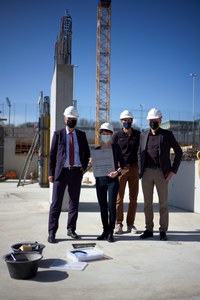 1 Grundsteinlegung Schwimmhalle Alec von Graffenried, Franziska Teuscher, Christian Bigler, Thomas Pfluger v.l. Bild Thomas Kaspar