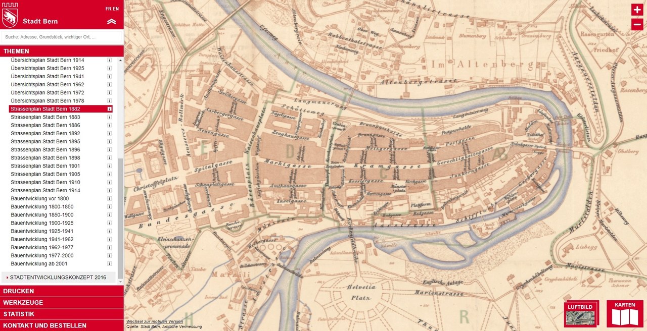 Eine Abbildung des Strassenplans von 1882.