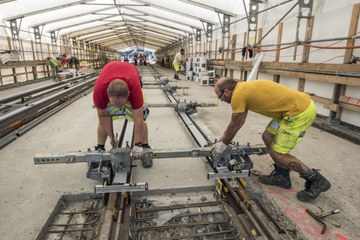 Die Baustelle auf der Kirchenfeldbrücke. (Bild: Alexander Egger)  . Vergrösserte Ansicht