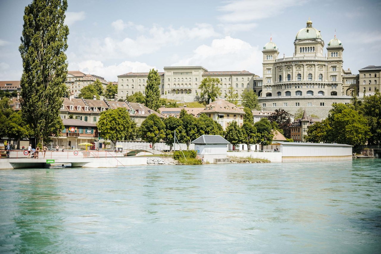 Marzilibad mit Bundeshaus. Bild: Hochbau Stadt Bern