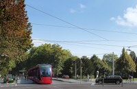 Visualisierung Tram Bern-Ostermundigen, beim Schosshaldenfriedhof