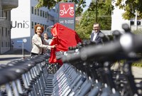 Start «Velo Bern» mit Ursula Wyss und Bruno Rohner