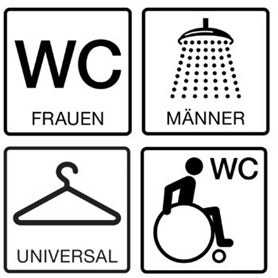 Piktogramme für Universal WCs
