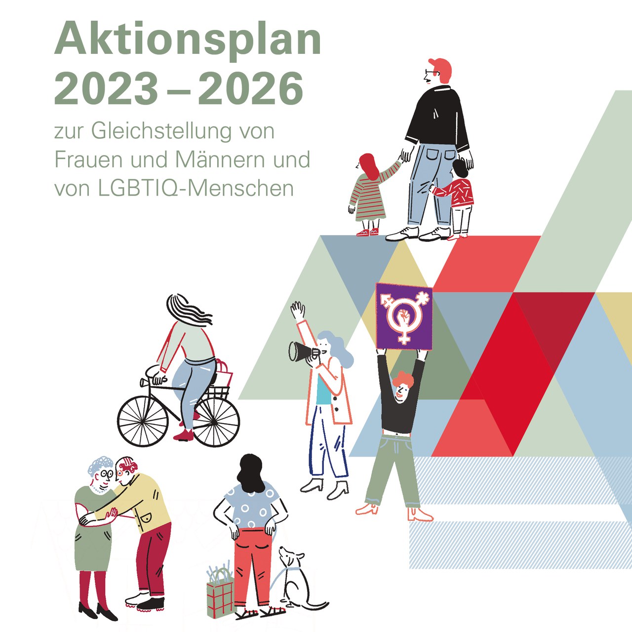 Titelbild Aktionsplan Gleichstellung. Illustration von Lisa Steiner