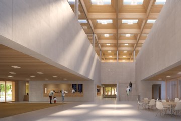 Visualisierung Eingangsbereich mit Foyer. Vergrösserte Ansicht