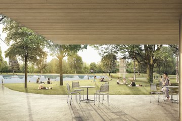 Visualisierung Aussenraum (Stand Wettbewerb). Vergrösserte Ansicht