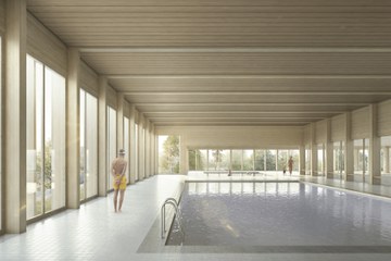 Visualisierung Schwimmhalle (Stand Wettbewerb). Vergrösserte Ansicht