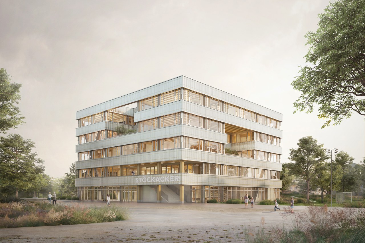 Visualisierung des Neubaus der Volksschule Stöckacker