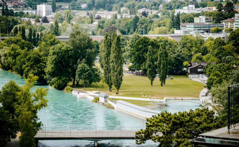 Sicht auf Freibad Marzili