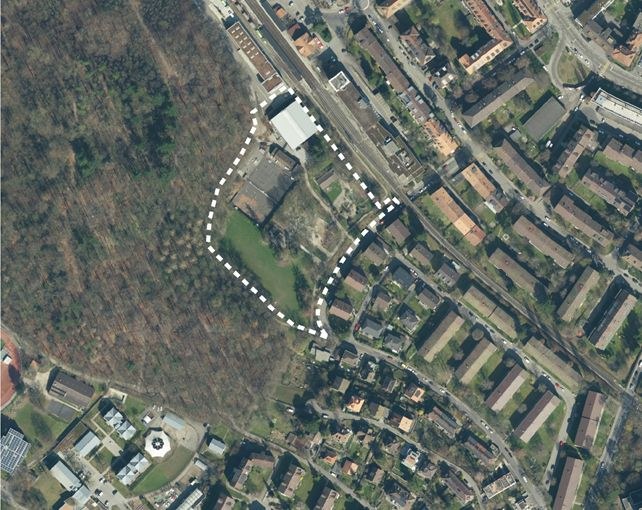 Goumoëns-Areal: Orthofoto mit Planungsperimeter, Quelle: Geodaten Stadt Bern