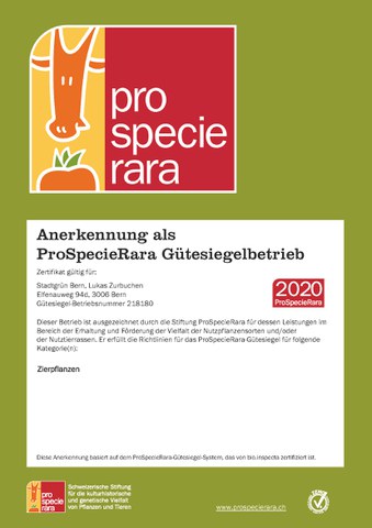 Pro Specie Rara Gütesiegel