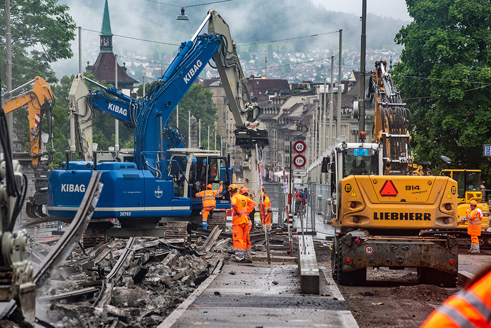 Bauarbeiten im Zusammenhang mit dem Projekt «Dr nöi Breitsch»; Foto Alexander Egger (2021), im Auftrag des Tiefbauamts der Stadt Bern