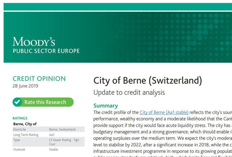 Ausschnitt von einem Briefkopf von Moody's