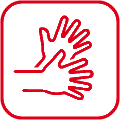Piktogramm Gebärdensprache: Zwei Hände, die gestikulieren