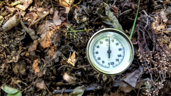 Thermometer zum Überprüfen der Temperatur des Komposts