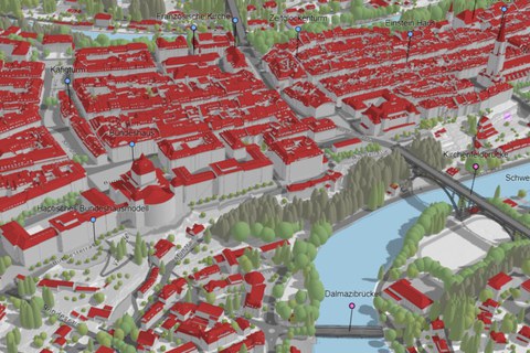Screenshot des 3D-Stadtmodells Bern