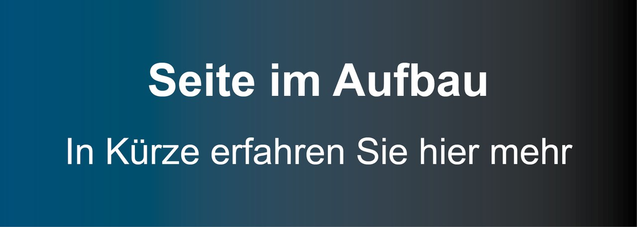 Blau-schwarze Farbfläche mit dem Hinweis, dass sich die Seite im Aufbau befindet