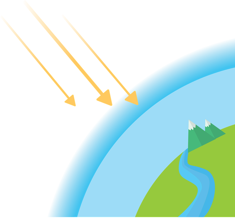 Grafik: Sonnenstrahlen treffen auf die Erdatmosphäre. Grafik: pixabay