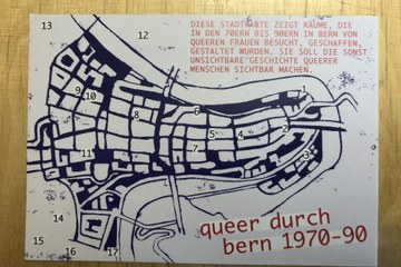 Postkarte 1 Vorderseite Damals- lesbisches Leben in Bern. Vergrösserte Ansicht