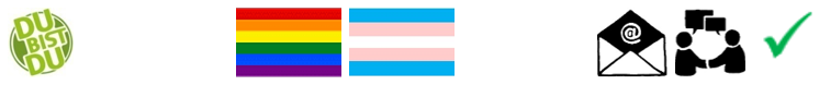 Piktogramme für die Beratung von homosexuellen und trans Menschen (insbesondere jugendliche Personen) per Mail oder im Gespräch