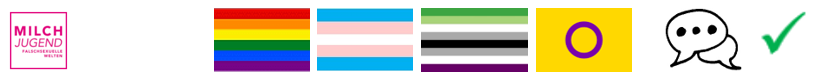 Piktogramme für verschiedene Whatsappchats der Milchjugend für vorwiegend junge homosexuelle-, inter-, trans- und asexuelle Personen
