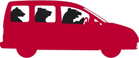 Zeichnung Auto mit Bären als Insassen