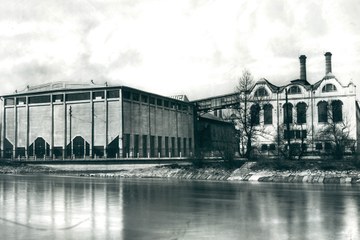 Aare mit Gaswerk. Vergrösserte Ansicht