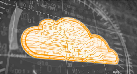 Gezeichnete gelbe Wolke vor einem schwarzen Bildschirm