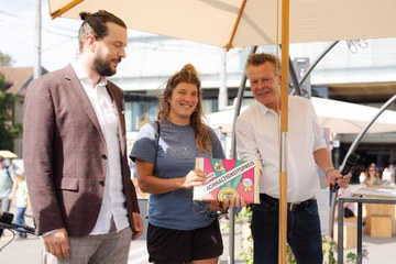 Preisträgerin Legu Vegu: nachhaltiger Tofu made in Bern. Vergrösserte Ansicht
