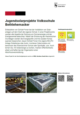 Jugendsolarprojekte Volksschule Betlehemacker